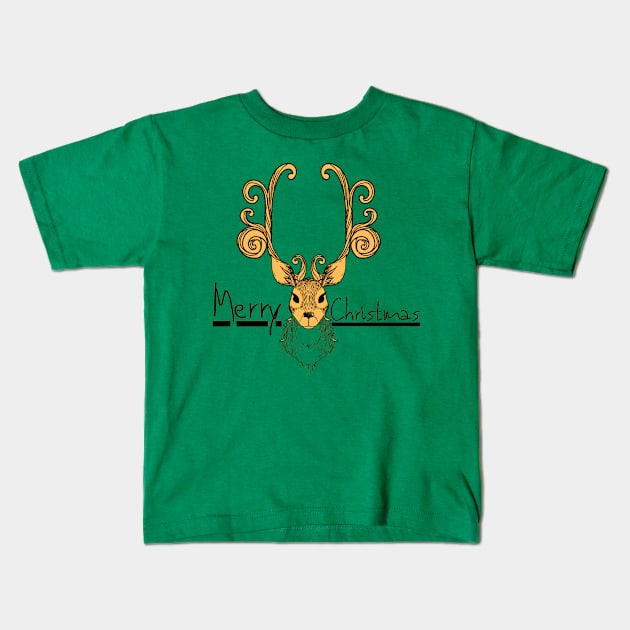 Merry Christmas - Santa Reindeer Kids T-Shirt by Christamas Clothing